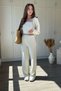 3-Piece Knitted Beige Crop Blouse Cardigan Set - 5
