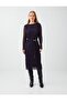 Purple Plaid Patterned Boat Neck Midi Mesh Dress - 4