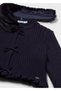 Baby Girl Plush Collared Knitted Cardigan Navy Blue 2386 - 3