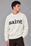 Oversize Lettered Cotton Wool Sweater - 4