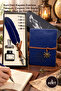 3-Piece Leather Notebook and Feather Pen Gift Set – Antique Design with Faux Leather Cover, Unlined 150-Page Notebook, Dip Pen and Feather Pen