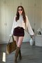 Turtleneck Bat Sleeve Beige Knitwear Sweater - 5