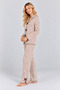 Women's Ecru Brown Leopard Patterned Bow Detailed Wide Leg Pajama Set - 3