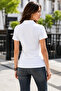 Premium Women's Stripe Detailed Buttonless V Polo Collar T-Shirt - 4