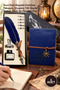 5-Piece Leather Notebook and Feather Pen Gift Set – Vintage Design with Faux Leather Cover, Unlined 150-Page Notebook, Dip Pen and Feather Pen