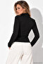 Women's Black Double Zipper Body-Hugging Basic Cardigan - 5