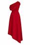 Red Asymmetrical Dress with Gathered Shoulders - 2Y206190 - 2