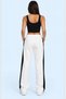 Unisex White Black Stripe Detailed Wide Leg Sweatpants - 7