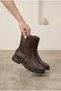 Women's Short Heeled Ankle Boots with Zipper and Buckle Detail, Comfortable Sole, Stylish Daily Winter Leather Boots - 3