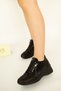 5520 Eren Shoes&Bag Genuine Leather Printed Zipper Detailed Flat Heeled Women's Casual Shoes Real Leather Black - 4