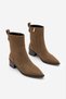 Women's Pointed Toe Gold Detailed Heeled Boots Kenor Tobacco Brown Suede - 5
