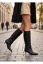 Women's Zipperless Pull-On Boots with Studded Heel, Stitched Heel, 5 cm Heel Height - 3