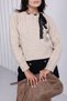 Crew Neck Lace Bowknot Sweater - 2