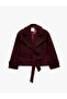 Wool Blend Belted Pocketed Double Breasted Collared Tweed Jacket
