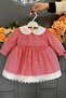 Red and White Striped Long Sleeve Cotton Lace Casual Baby Dress