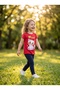 Children's Set Character Printed Crew Neck Short Sleeve T-Shirt Capri 2-Piece Set 2-6 Years Cotton Cat - 5