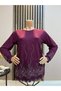 Women's Stylish Winter Blouse with Sparkling Stone Embroidery and Scallop Hem for Middle-Aged and Older Women