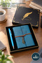 3-Piece Blue Leather Notebook and Pen Set – Leaf Patterned Cover with Black Box, Removable Pages, Metal Ballpoint Touchpen Notebook Pen