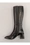 Genuine Leather Crocodile Buckle Detailed Zippered Boots Women's Shoes - 3