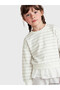 Ozmarka New Season Ecru Crew Neck Ruffled Girls' Sweatshirt