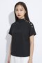 Anthracite Women's Modal Fabric Blouse with Snap Detail - 5