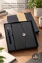 5-Piece Notebook Pen Set – Thermo Leather Agenda, Metal Roller Pen, Gift Boxed, Black, Promotional Notebook Journal