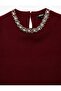 Cap Sleeve Stoned Crew Neck Knitwear Blouse 7Wak90575Ht - 2