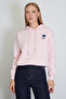 3 Thread Heart Embroidered Hooded Sweatshirt with Stopper - 6