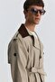 Contrast Collar Double-Breasted Trench Coat - 5