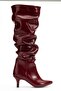 Zri̇n-20011 Premium Burgundy Wrinkled Thin Heeled Women's Boots - 3