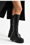 Women's Boots Black Leather Stylish - 2