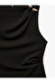 Drapeli Metal Accessory Cowl Neck Sleeveless Above Knee Dress - 3