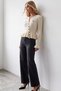 Women's Ecru Crew Neck Asymmetrical Valon Knitwear Cardigan Alc-X15773 - 2