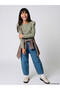 Green Ruffle Detailed Crew Neck Girls' T-Shirt - 2