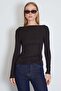 Side Draped Boat Neck Slim Fit Blouse