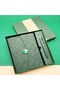4-Piece Promotional Notebook Pen Set – Lined Leather Notebook, Metal Roller Pen, Kraft Gilded Gift Bag, Green, Notebook Pen Set - 2