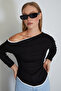 Garnili Boat Neck Draped Asymmetrical Cut Modal Blouse - 7
