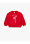Cotton Crew Neck Long Sleeve Bow Printed Sweatshirt