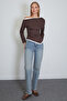 Garnili Boat Neck Draped Asymmetrical Cut Modal Blouse - 3