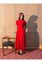 Half Sleeve Waist Drape Collar Scuba Dress with Accessories - 2
