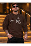 Men's White Time Signature Printed Crew Neck Casual Regular Fit Sweatshirt