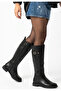 Women's Boots Black Leather Stylish - 3