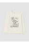 Beige Crew Neck Printed Boy's T-Shirt - 8