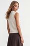 Women's Ecru Hidden Clasp Gold Button Detailed Crew Neck Sleeveless Knitwear Vest Alc-X15616 - 4