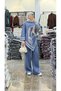 Women's Hijab Horse Patterned Top and Bottom Knitwear Set, Asymmetrical Poncho Cut Wide Leg Combination - 3
