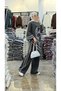 Women's Hijab Horse Patterned Top and Bottom Knitwear Set, Asymmetrical Poncho Cut Wide Leg Combination