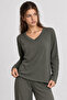Comfortable Flexible V-Neck Modal Suit Lrn0076 Khaki - 4