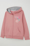 Girl's Cardigan with Floral Back Print Detail, Hooded, 4-9 Years Old, Dried Rose - 3