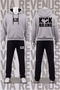 Kickboxing Printed Hooded Kangaroo Pocket Wide Fit 3 Thread Rastering Sweatpants Set