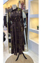 Patterned Cupra Silk Dress 40823 Coffee - 5